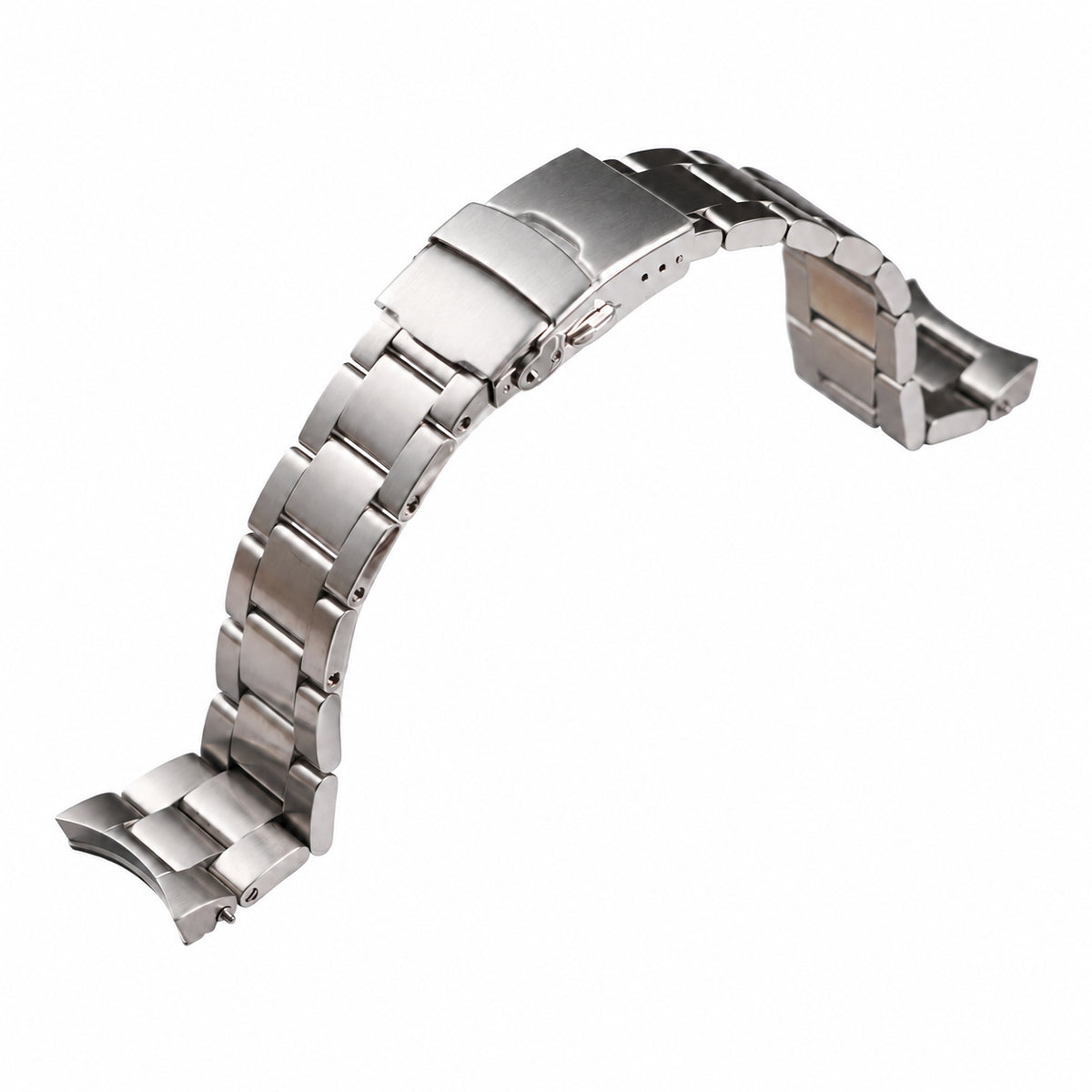 38mm Angular brushed silver Oyster bracelet on white background