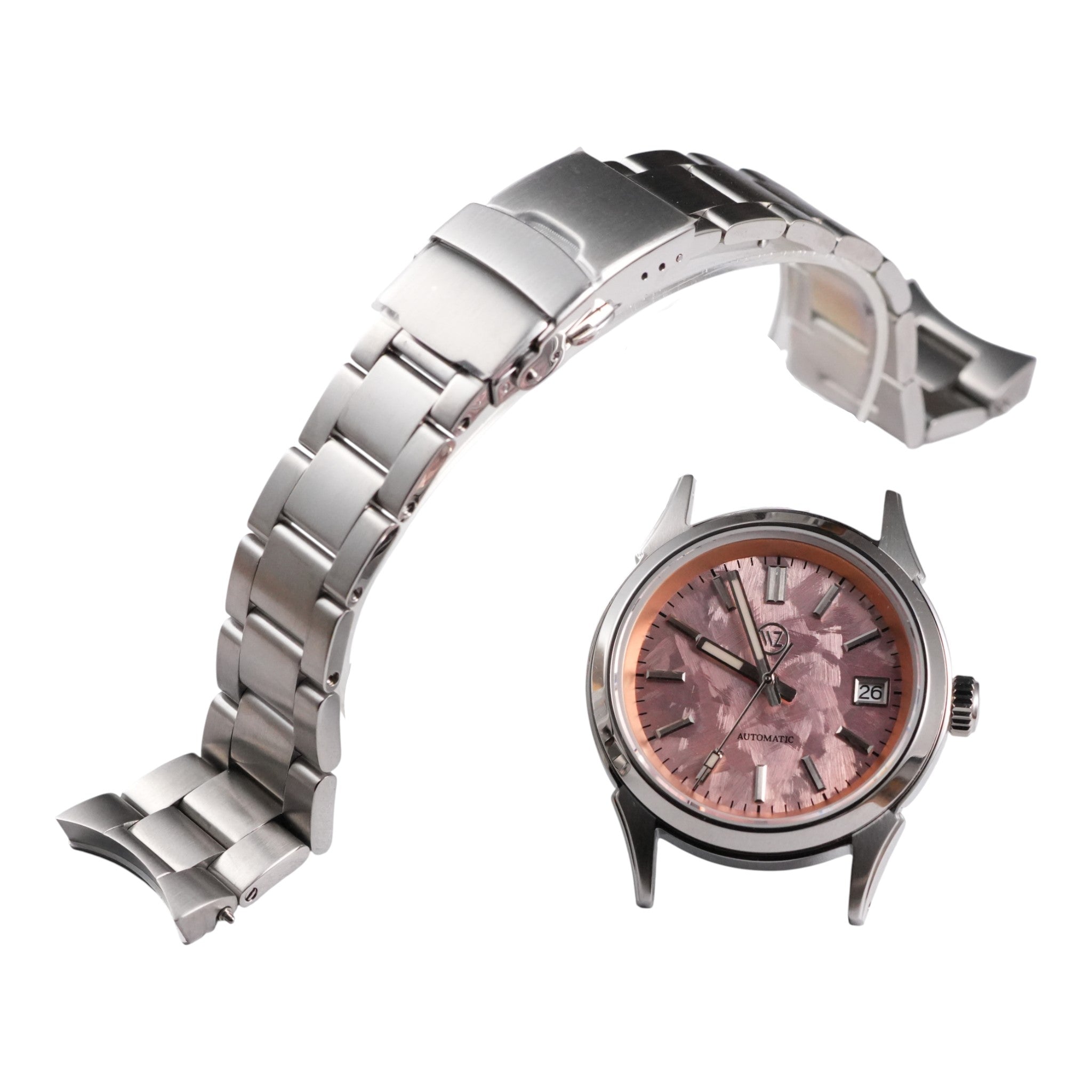 38MM Angular: Brushed Silver Oyster Bracelet