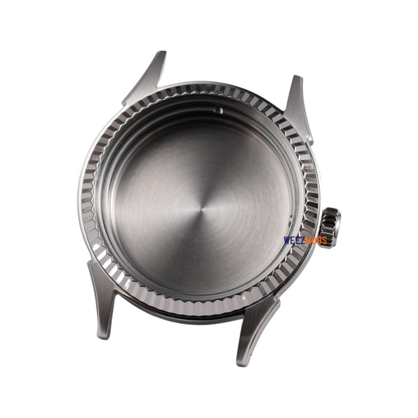 38MM Angular Fluted: Brushed Silver Case