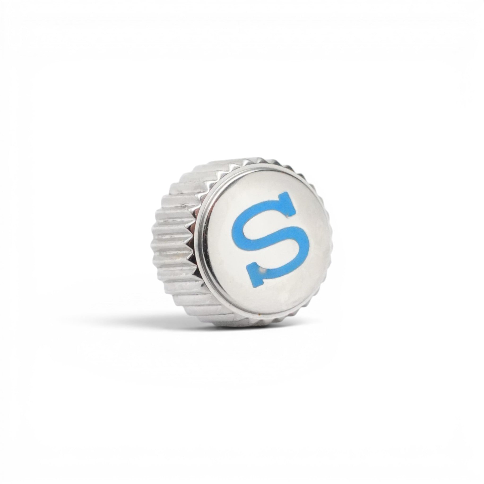 SKX007 Crown: Polished Silver with "Light Blue" S