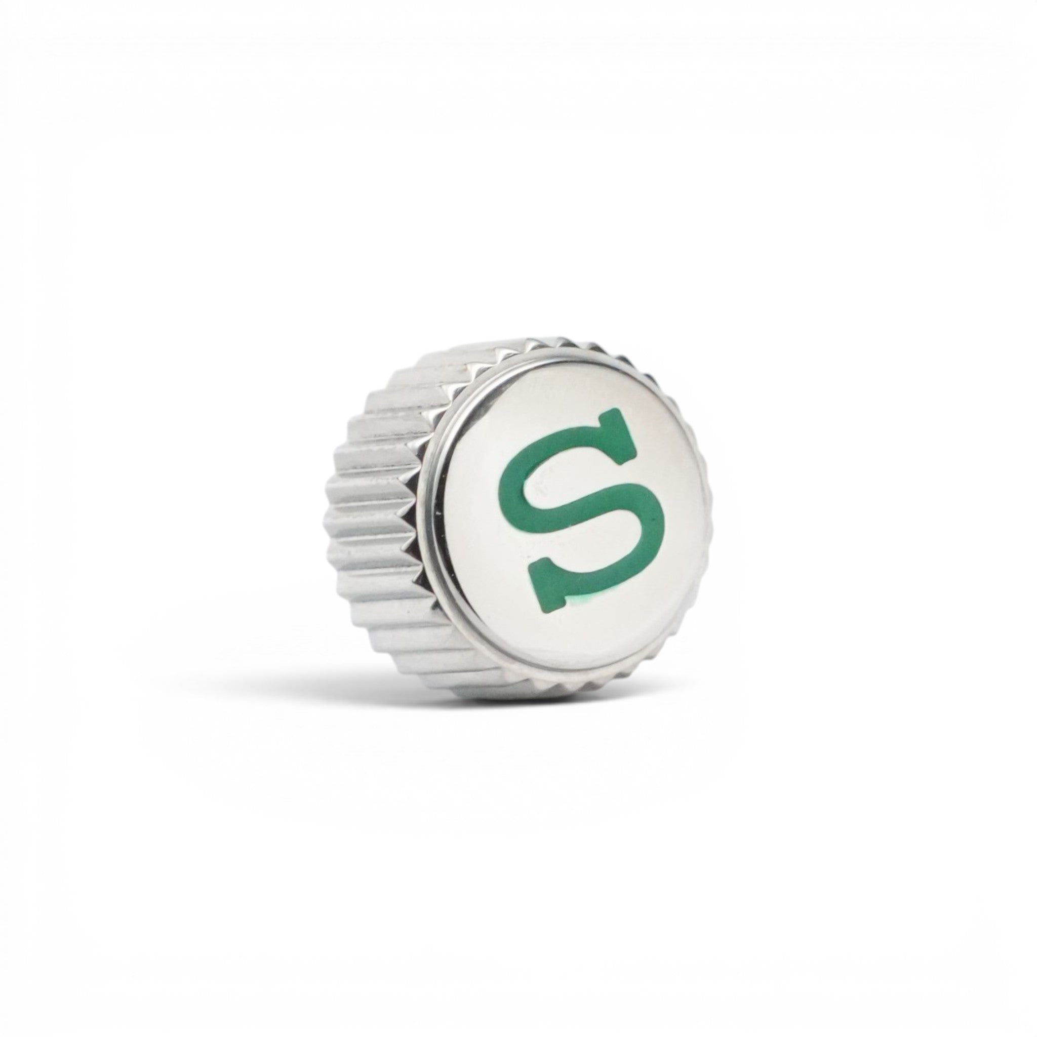 SKX007 Crown: Polished Silver with "Green" S