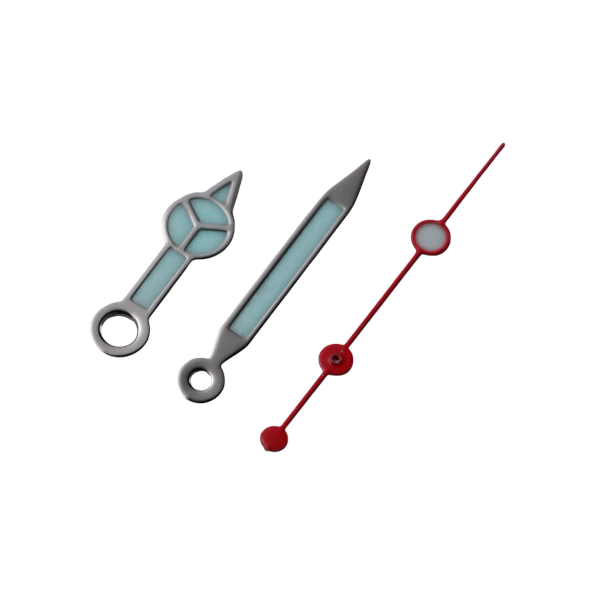 Mercedes: Polished Silver Hands with Red Seconds