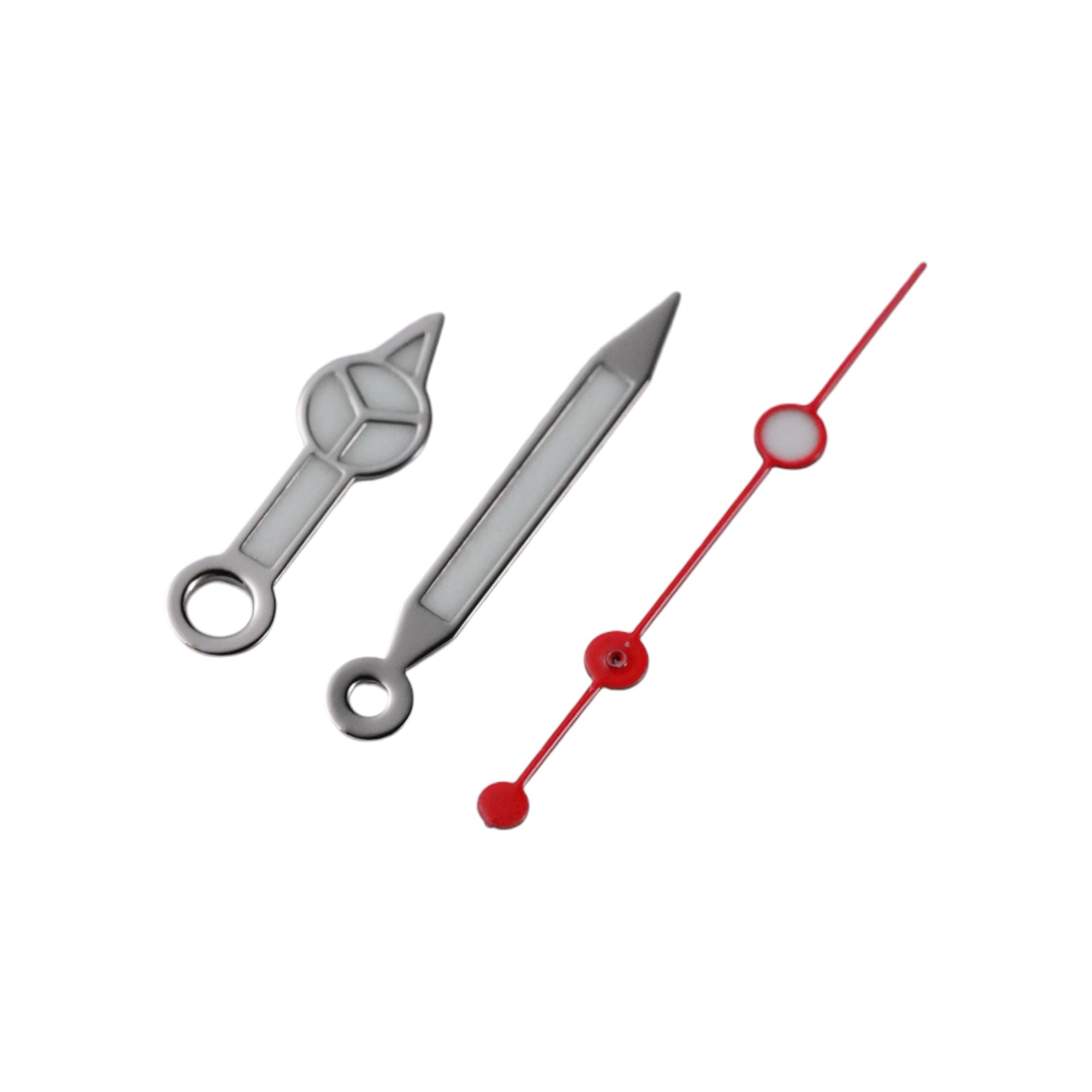 Mercedes: Polished Silver Hands with Red Seconds