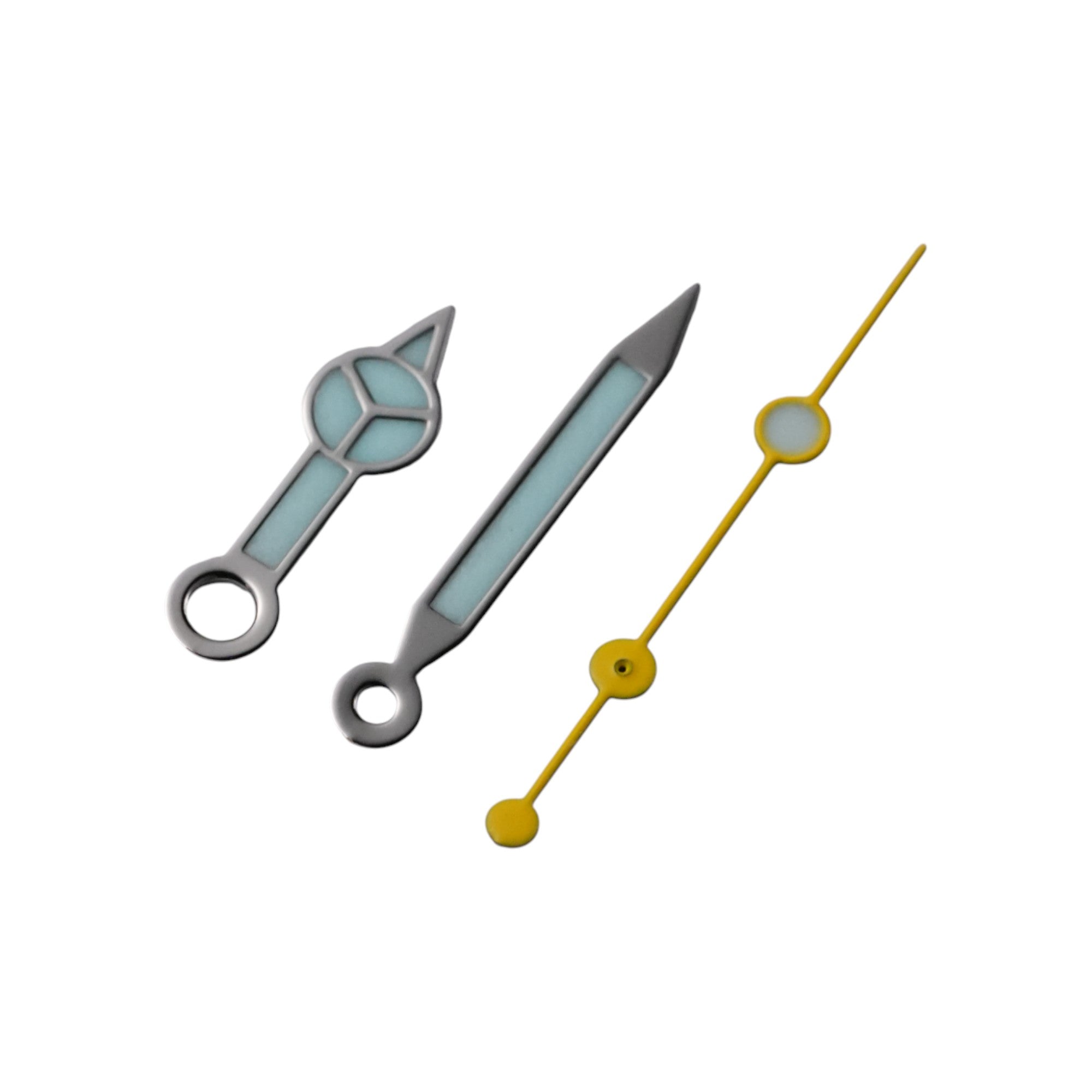 Mercedes: Polished Silver Hands with Yellow Seconds