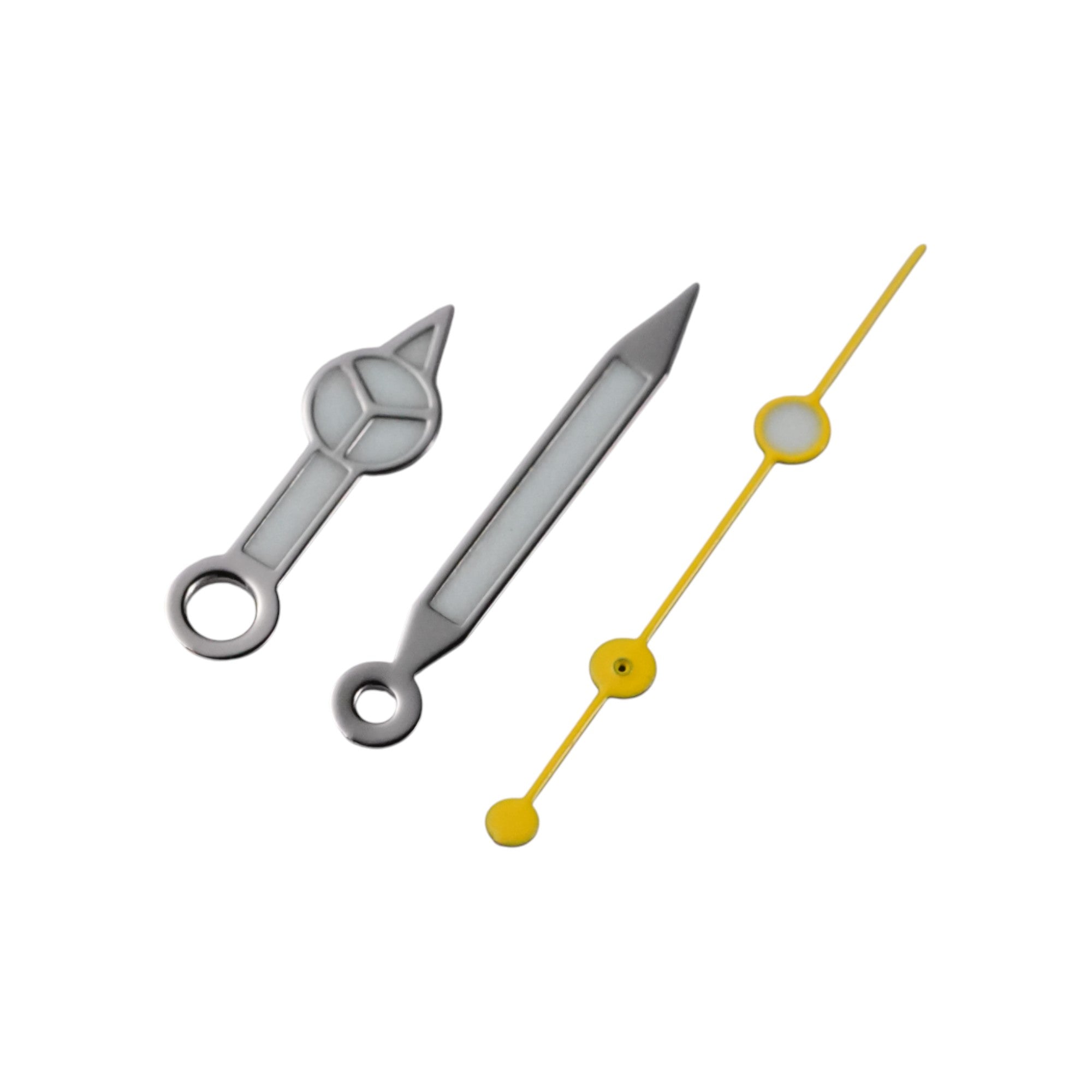 Mercedes: Polished Silver Hands with Yellow Seconds