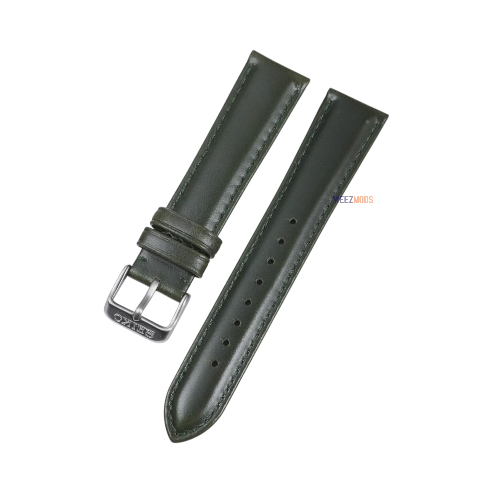 Seiko Presage: 'Cocktail' Plain Olive Green Leather Strap