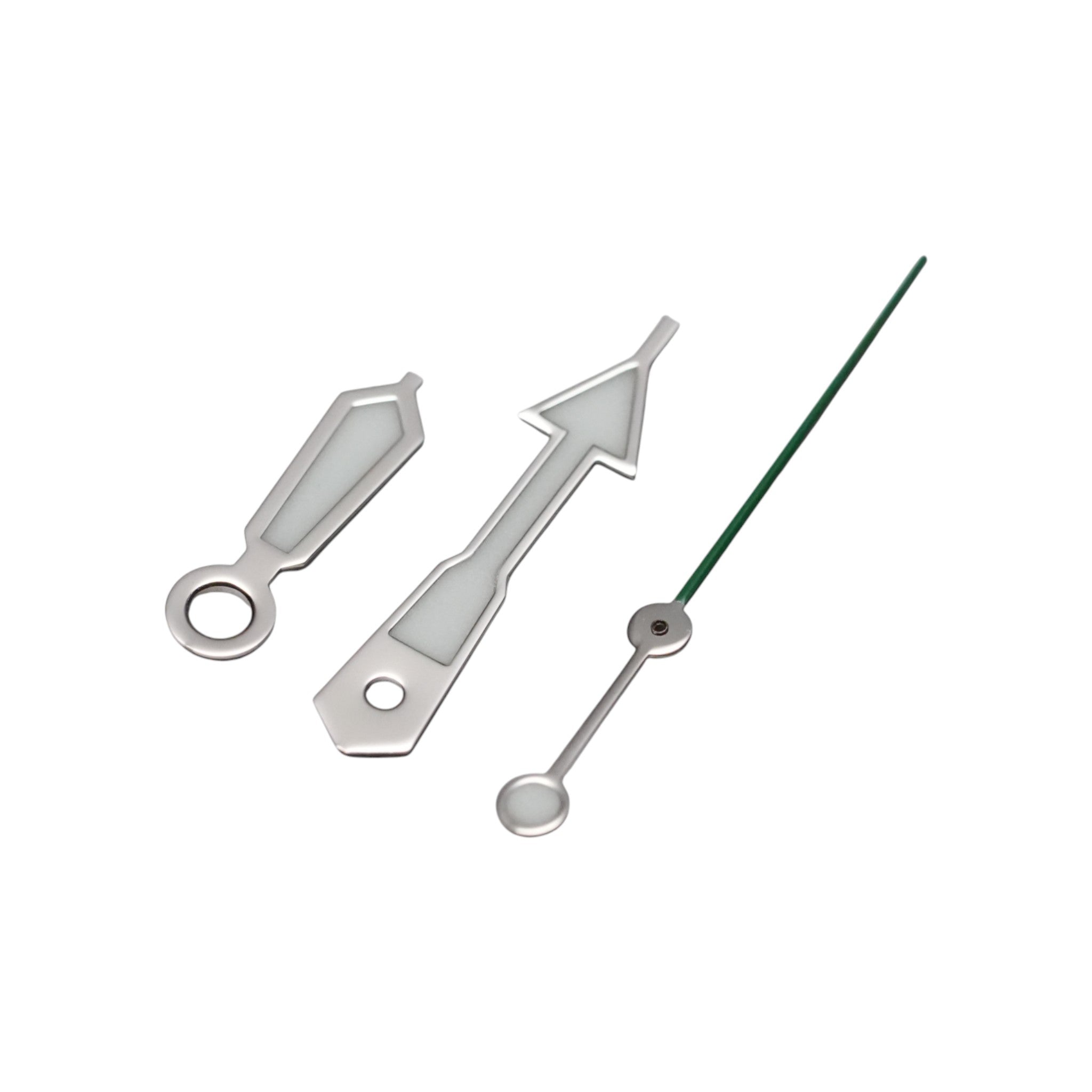 SKX: Polished Silver Hands with Green Tip