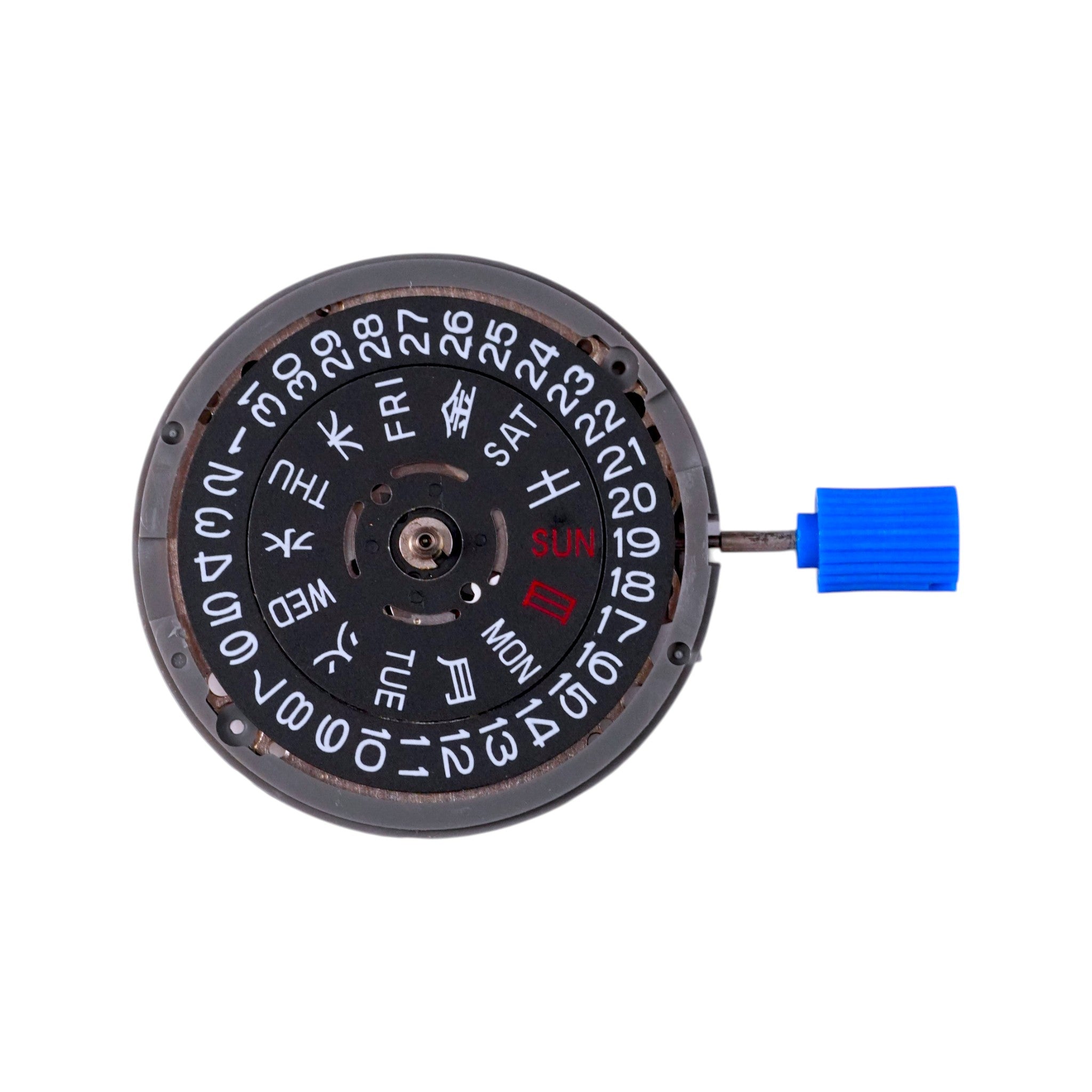 Seiko NH36A Kanji: Black Day-Date Automatic Movement (3:00" Position)