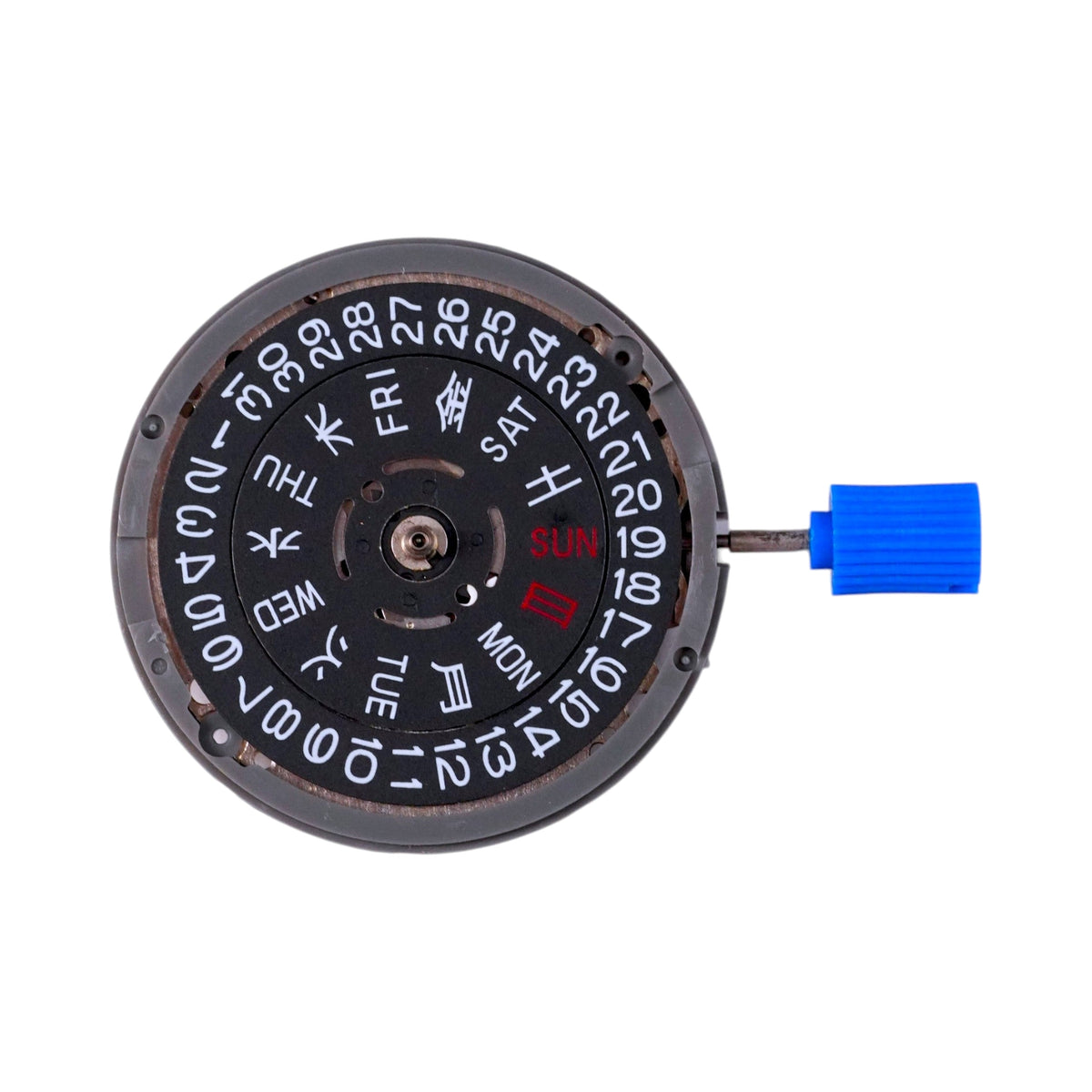 Seiko NH36A Kanji: Black Day-Date Automatic Movement (3:00" Position)