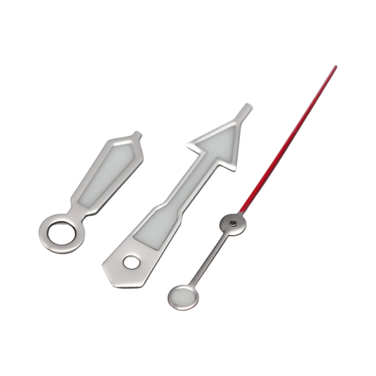 SKX: Polished Silver Hands with Long Red Tip