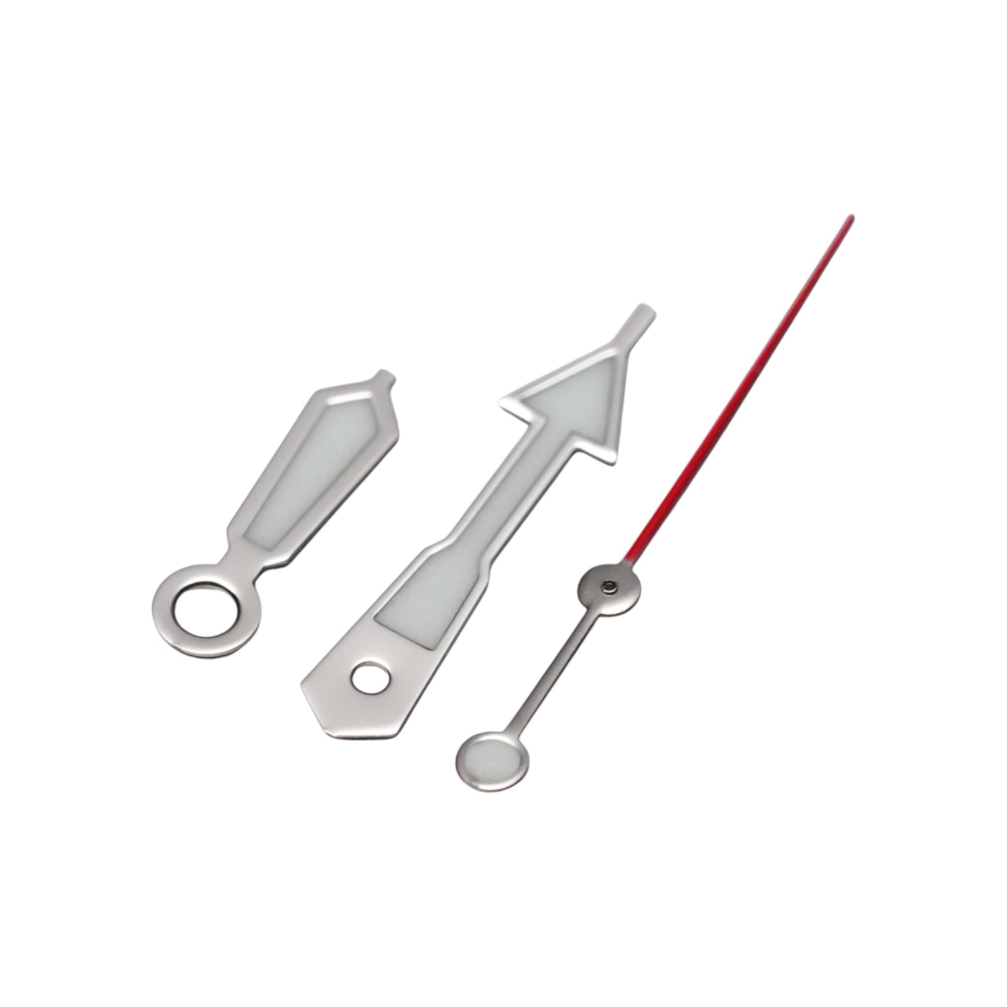 SKX: Polished Silver Hands with Long Red Tip