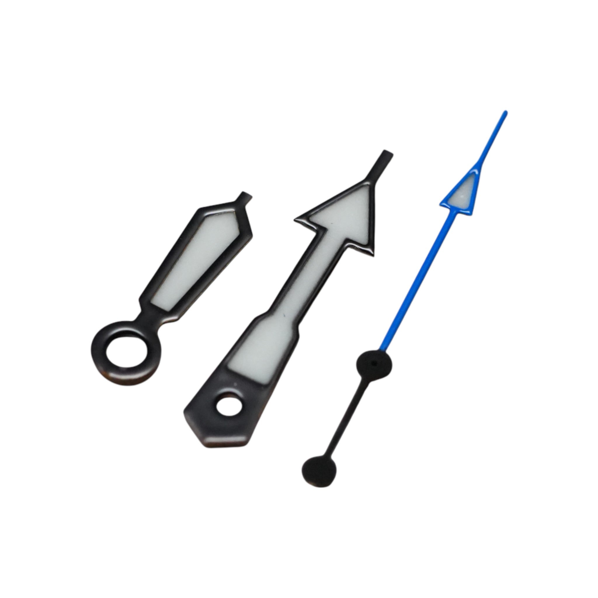 SKX: Polished Black Hands with Blue Arrow