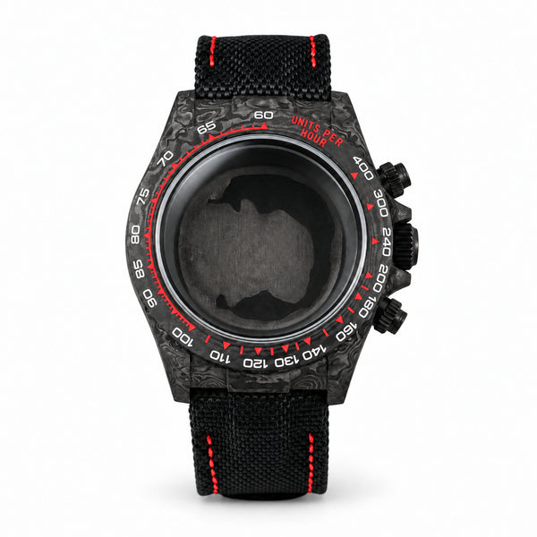 Black Carbon Fiber VK63 Case: Red Numerals