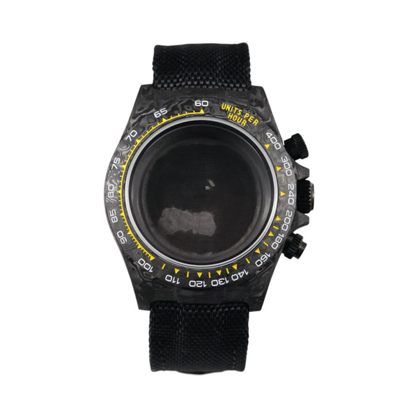 Black Carbon Fiber VK63 Case: Yellow Numerals