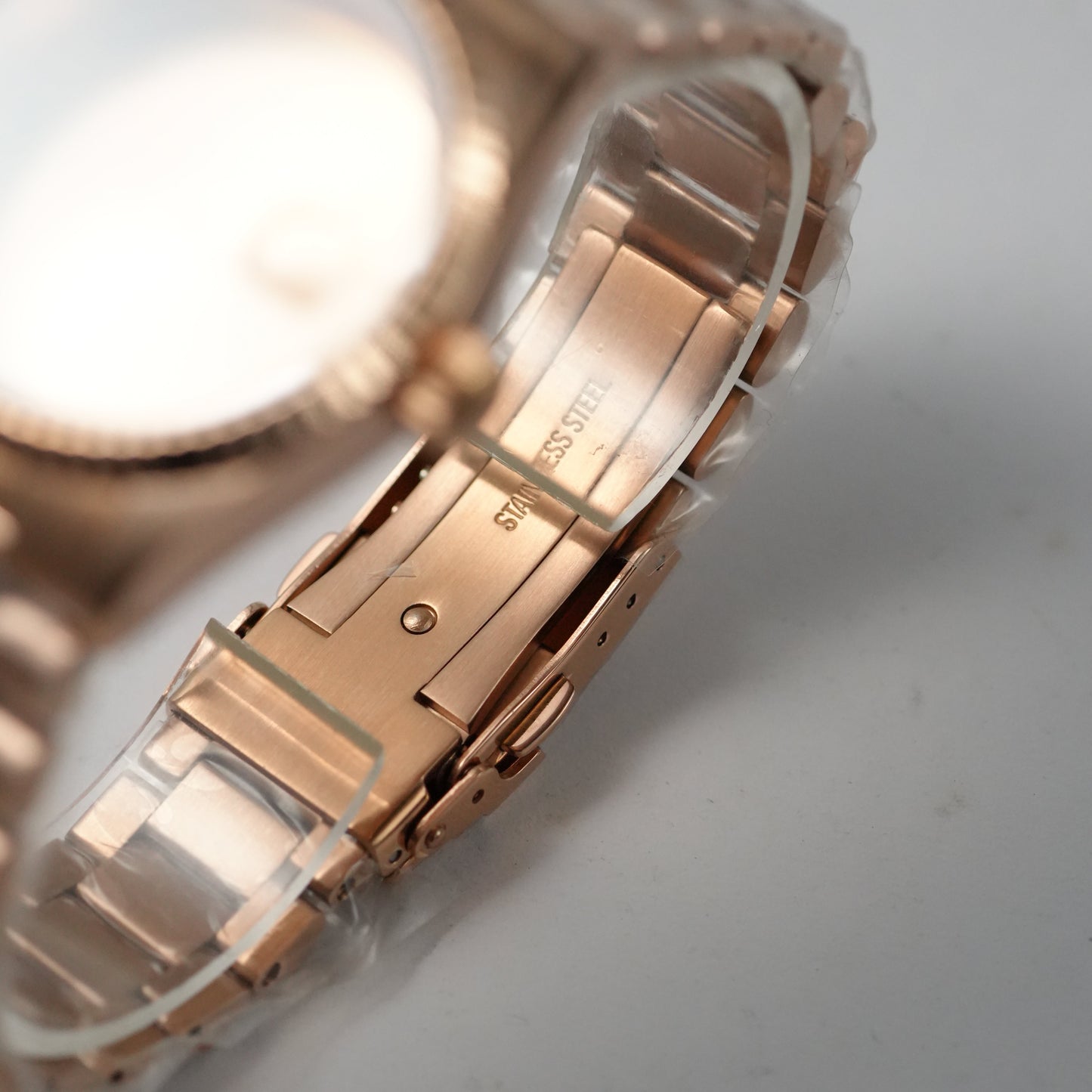 36MM Fluted: Brushed Rose Gold with Cyclops & Presidential Bracelet