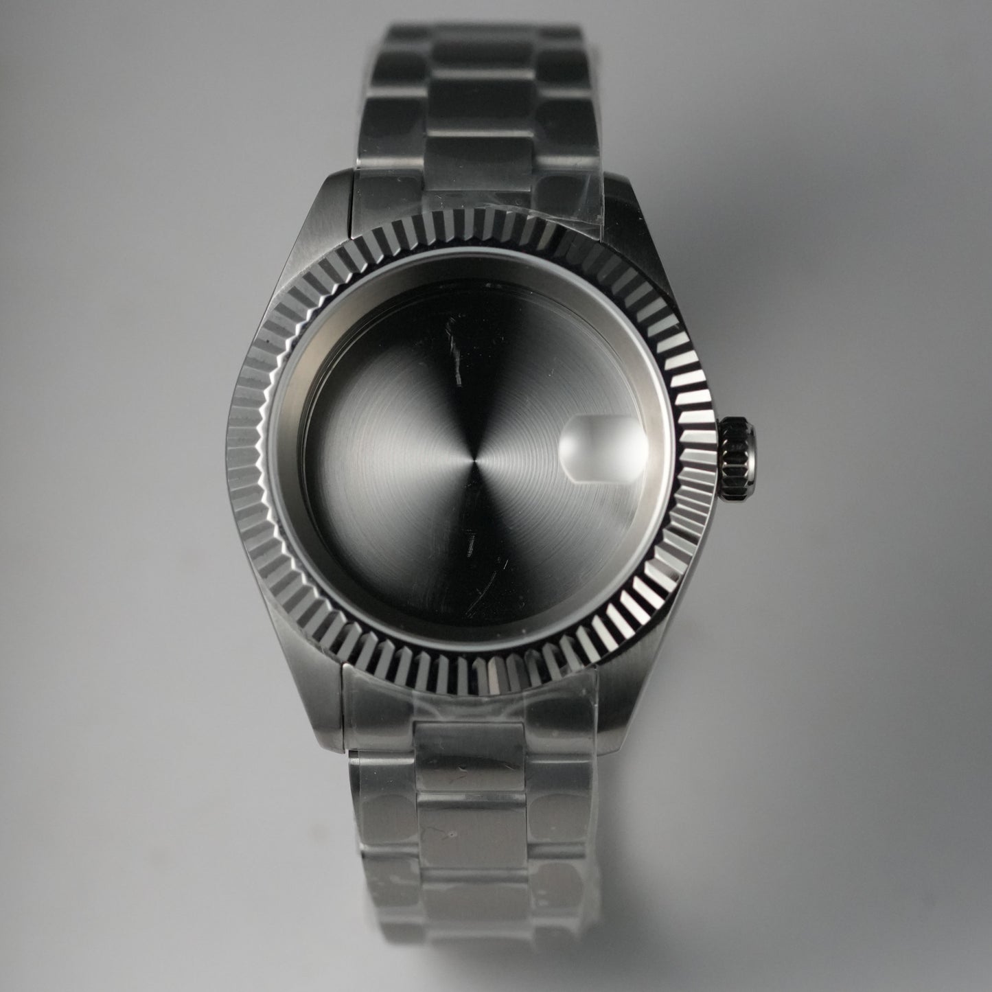 40MM Fluted: Brushed Silver with Cyclops & Oyster Bracelet