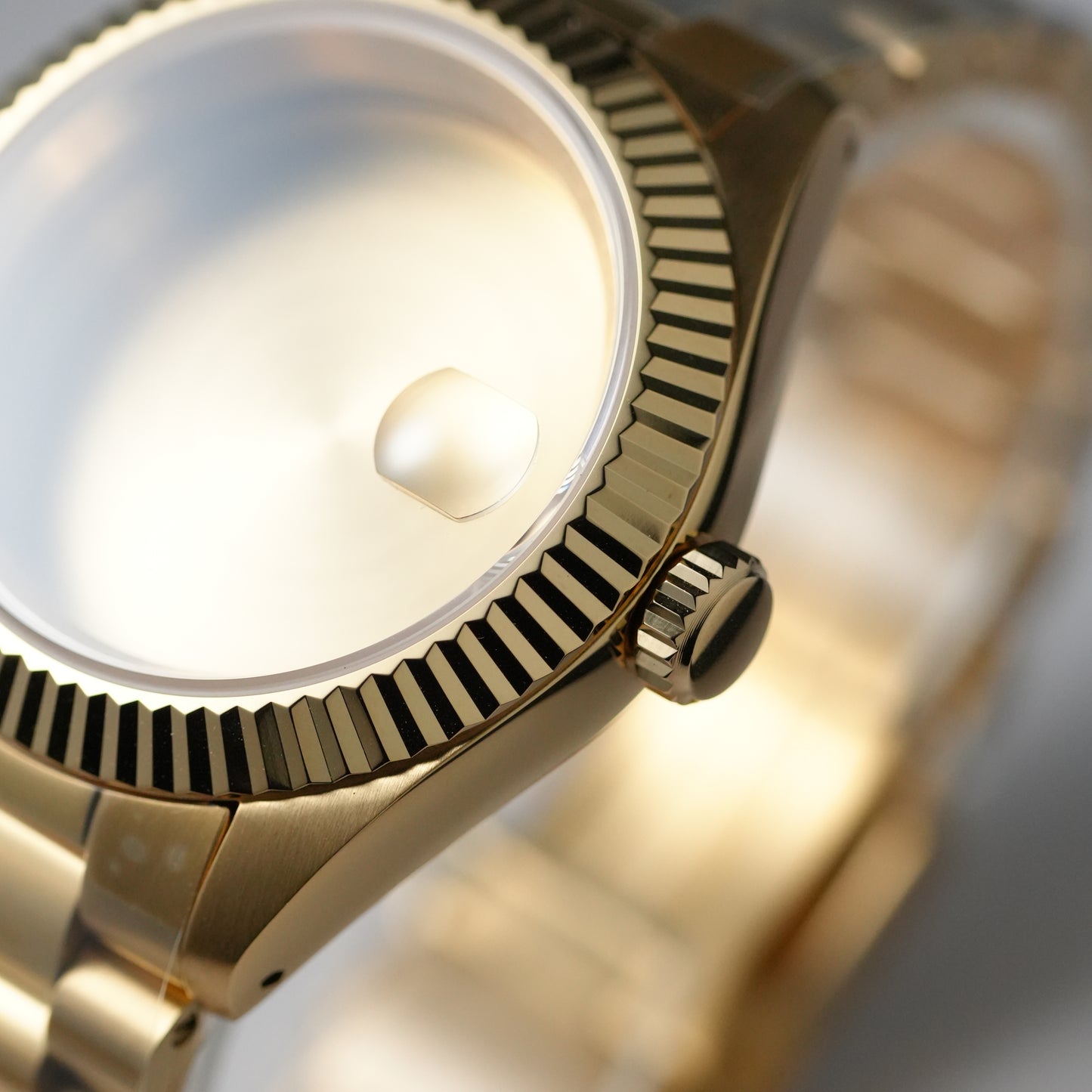 40MM Fluted: Brushed Gold with Cyclops & Presidential Bracelet