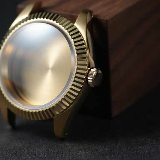 40MM Fluted: Brushed Gold with Dome