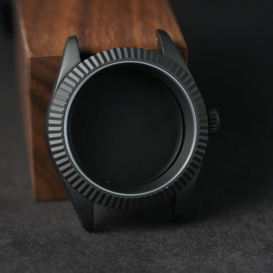 40MM Fluted: Matte Black with Flat Sapphire