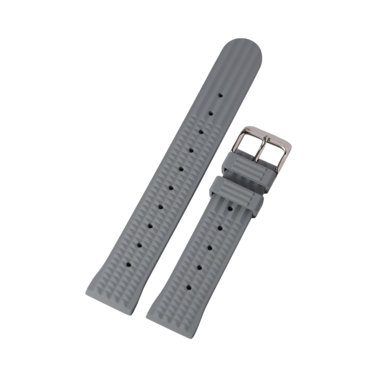 Gray Waffle: FKM Rubber Strap w/ Silver Buckle