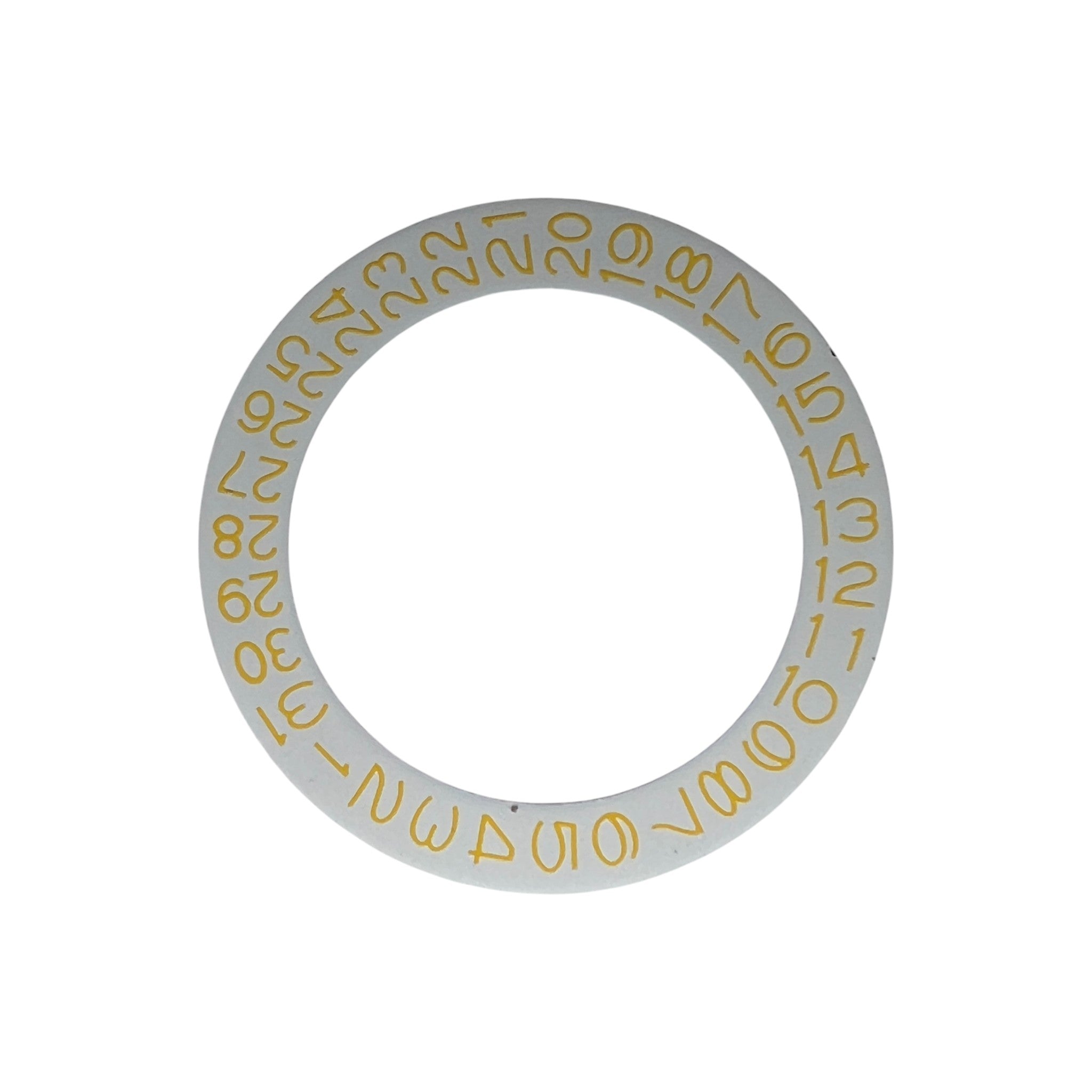 White Date Wheel: Yellow Numerals