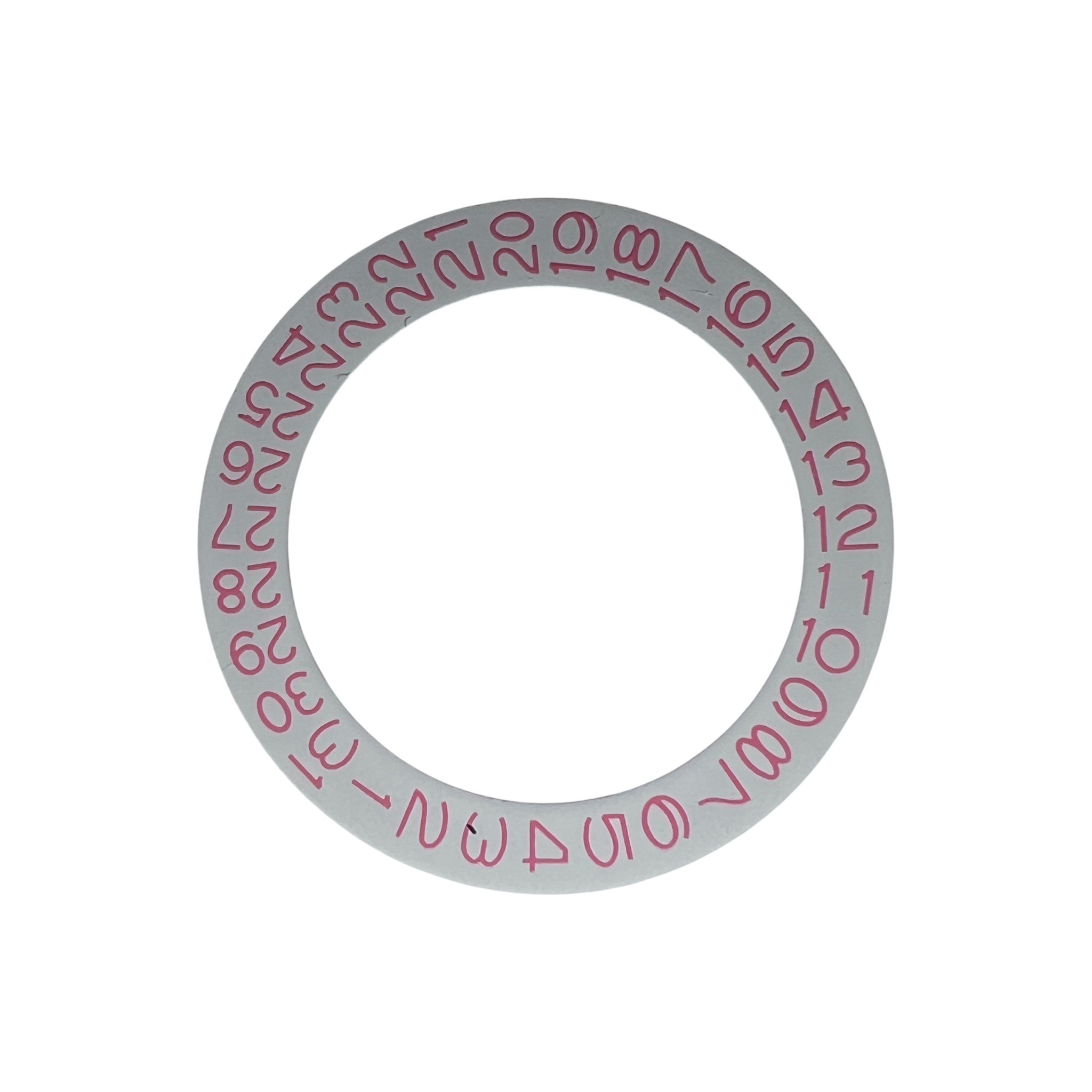 White Date Wheel: Baby Pink Numerals