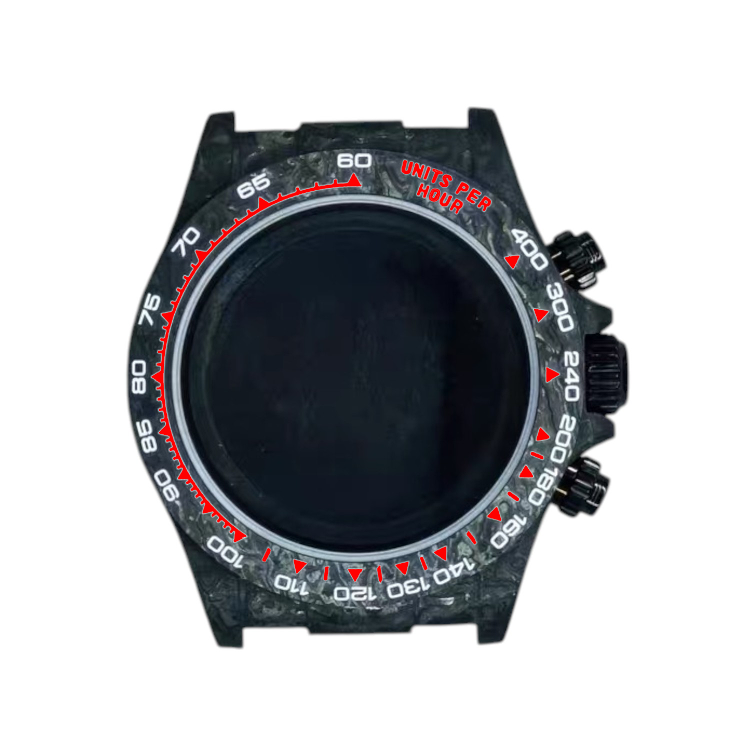 Black Carbon Fiber VK63 Case: Red Numerals