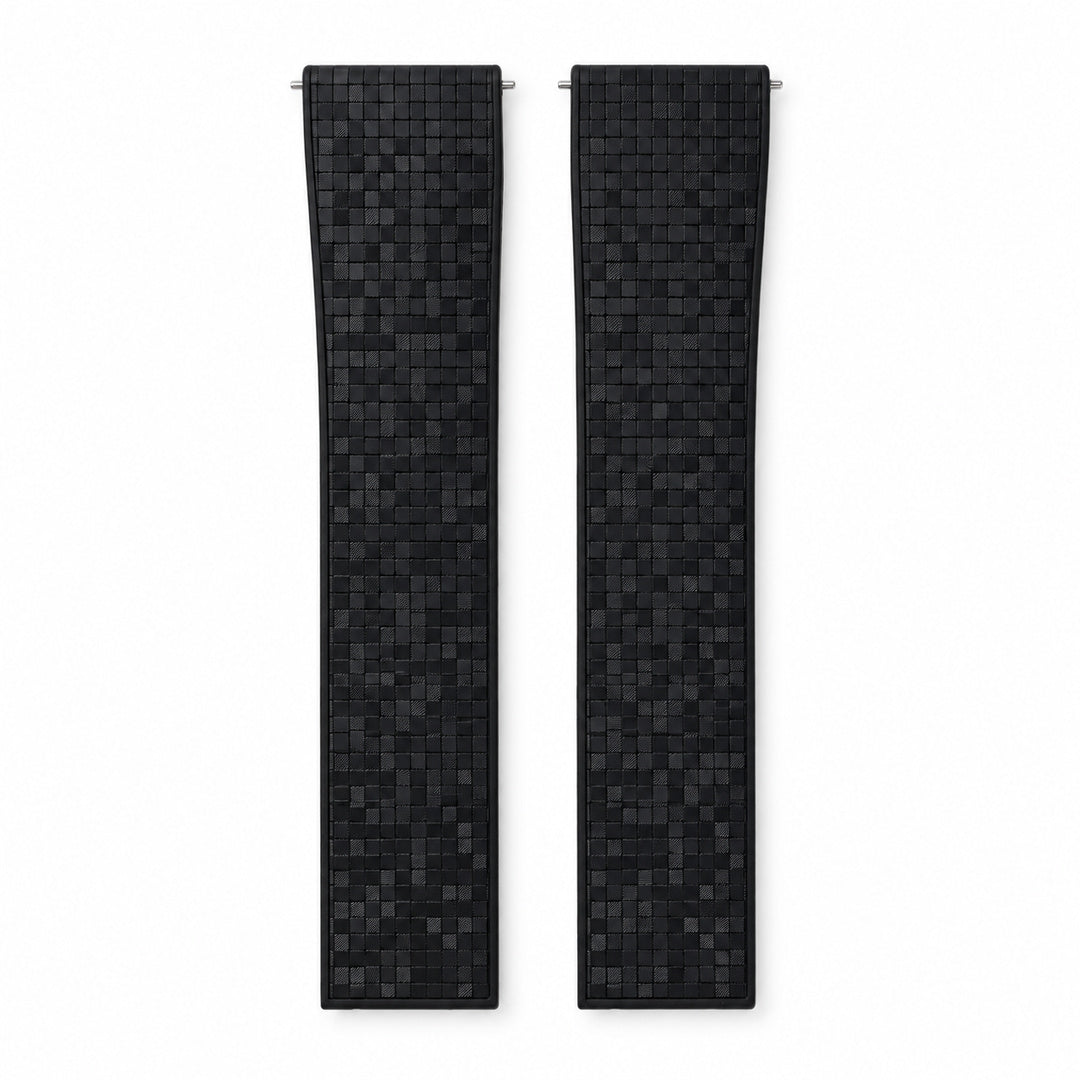 Black Mosaic: CTS Rubber Strap — front view of both strap halves