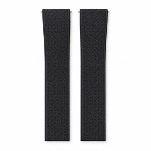 Black Weaved: CTS Rubber Strap — front view of both strap halves