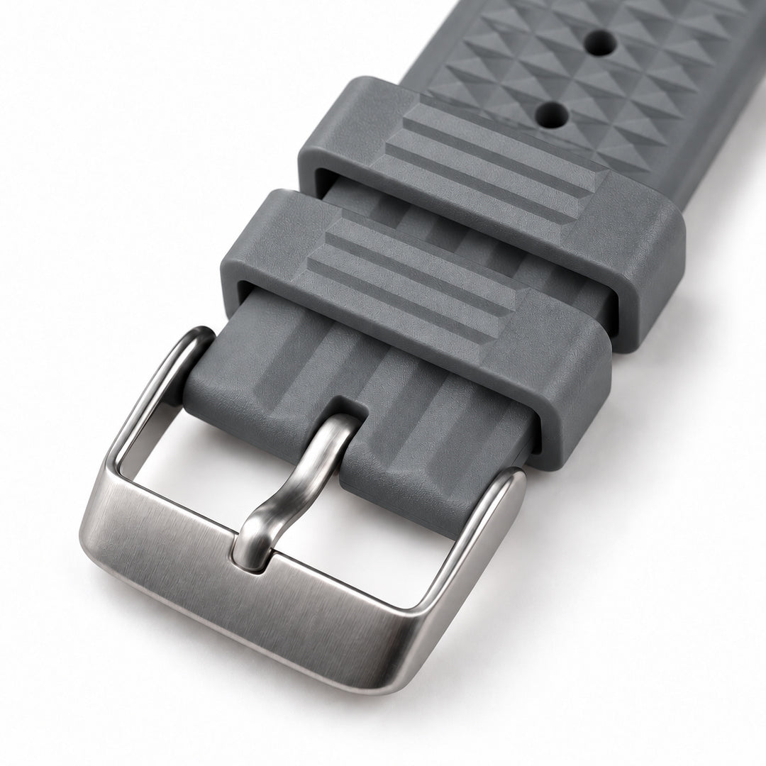 Gray Waffle: FKM Rubber Strap — buckle studio photo