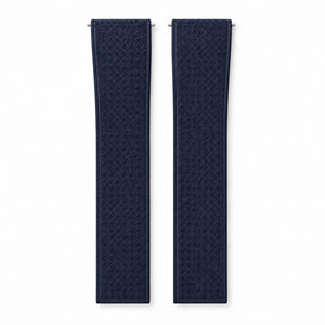 Navy Blue Weaved: CTS Rubber Strap — front view of both strap halves