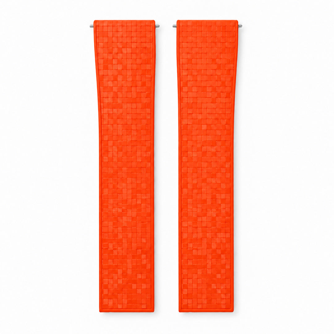 Orange Mosaic: CTS Rubber Strap — front view of both strap halves