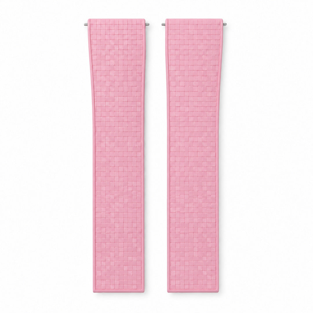 Pink Mosaic: CTS Rubber Strap — front view of both strap halves