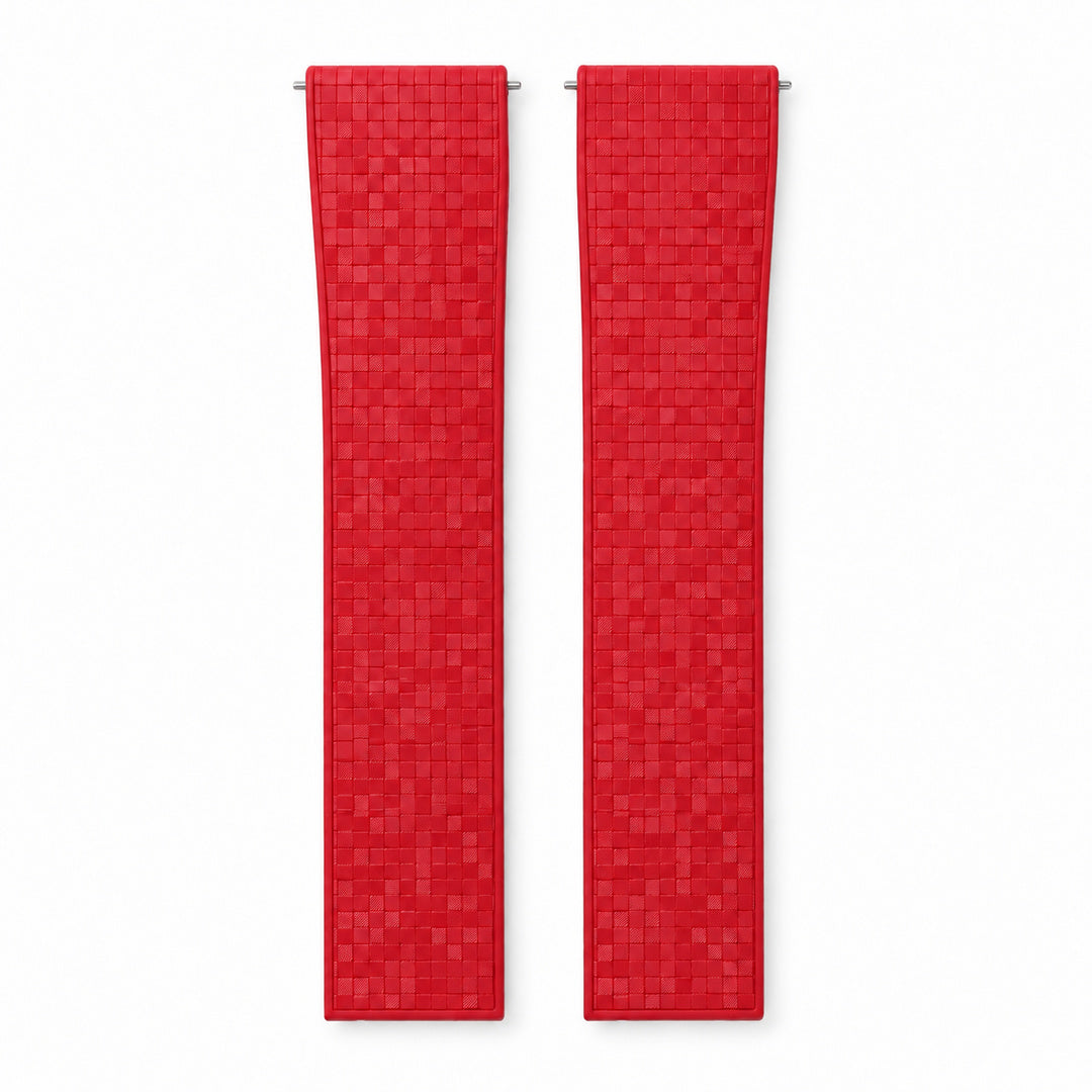 Red Mosaic: CTS Rubber Strap — front view of both strap halves