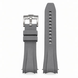 SKX FKM Nautilus V1: Grey Rubber Strap with Silver Buckle — front view with 10 adjustment holes