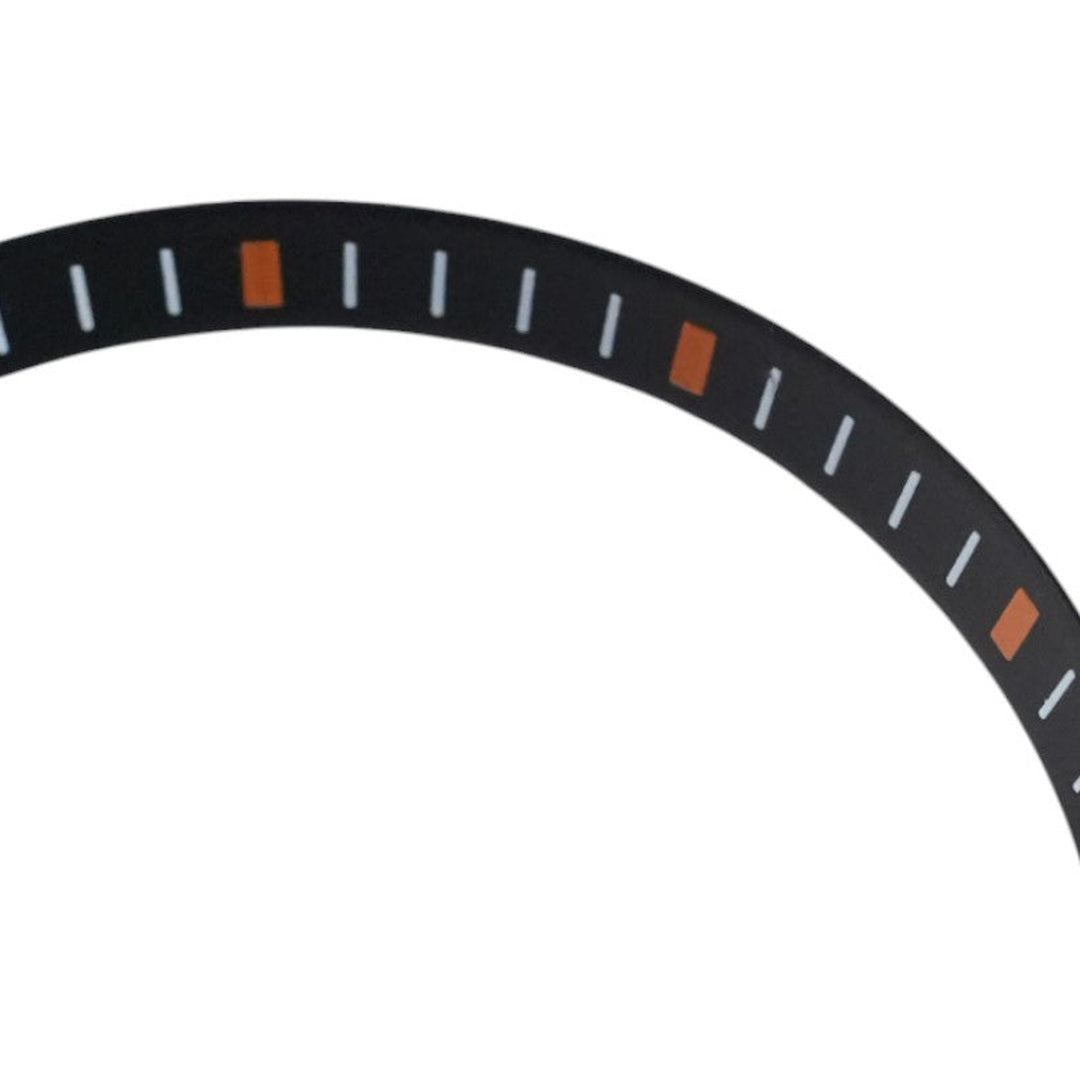 SKX007/SRPD Chapter Ring V2: Black with Orange Markers — macro detail, close-up crop of the original product photograph