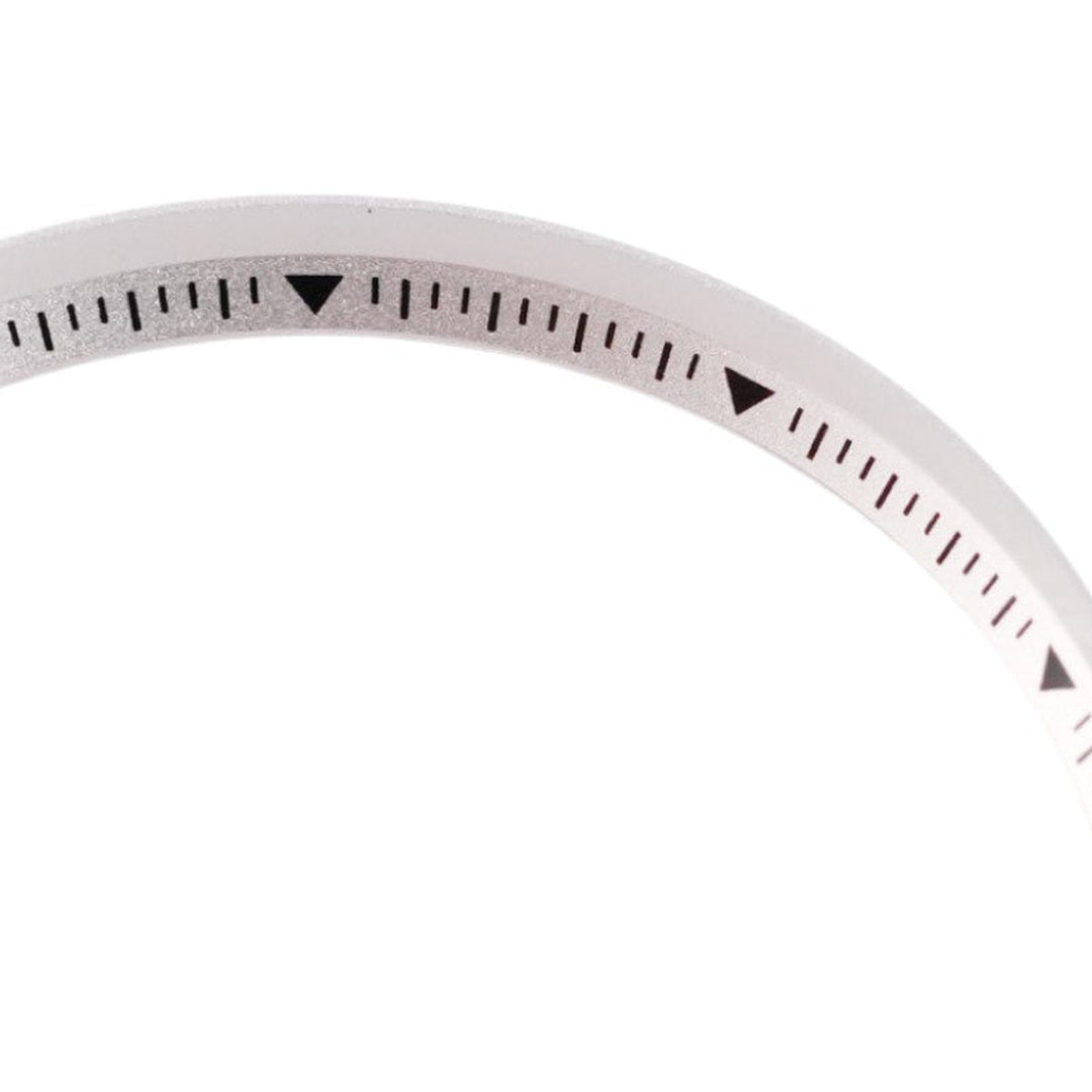 SKX007/SRPD Short Triangle: White with Black Markers — macro detail, close-up crop of the original product photograph