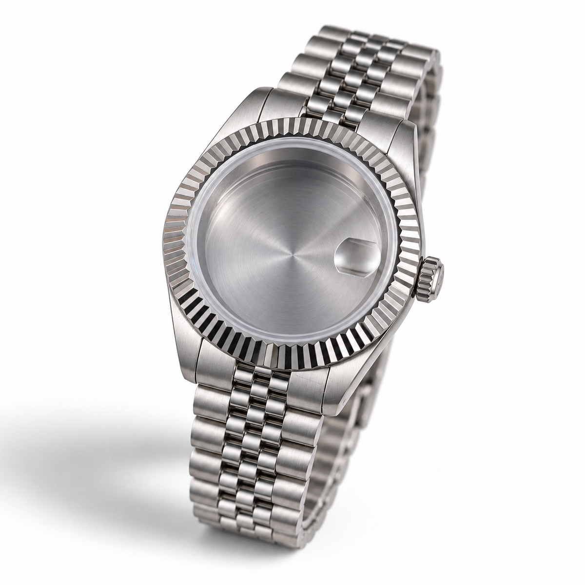 40MM Fluted: Brushed Silver Case with Cyclops & Jubilee Bracelet
