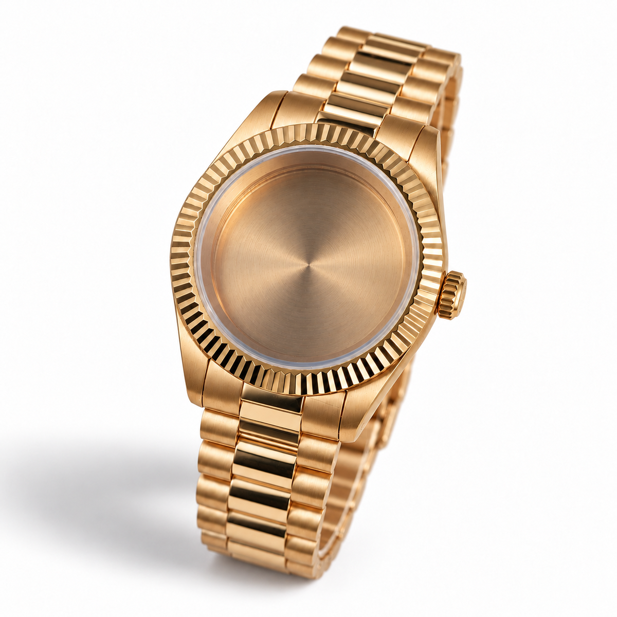 40MM Fluted: Brushed Gold Case with Presidential Bracelet