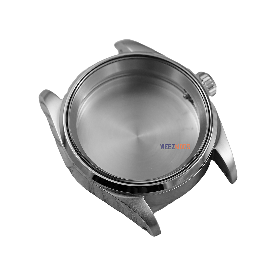 36MM Pilot: Brushed Silver with Flat Sapphire Case — balanced white background, 150px padding