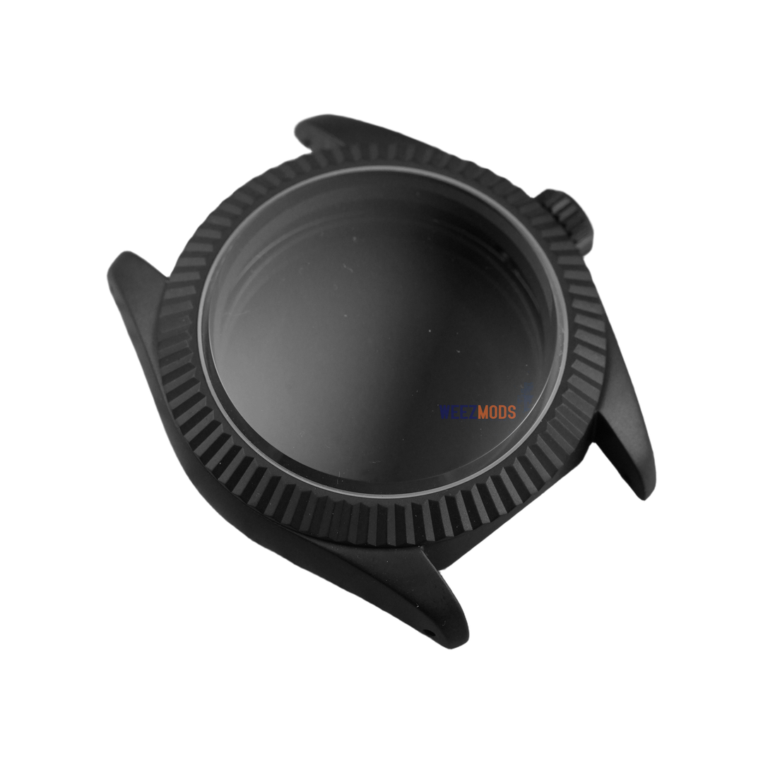 40MM Fluted: Matte Black with Dome Case — balanced white background, 150px padding
