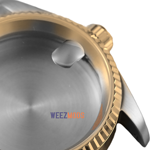 36MM Fluted: Two-Tone Gold with Cyclops Case — manually restored bezel edge, crown and crystal macro