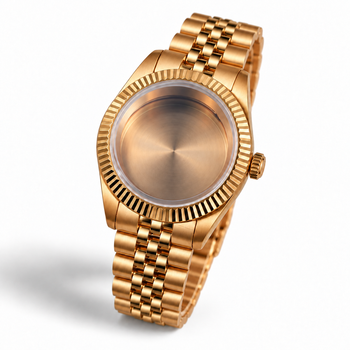 40MM Fluted: Brushed Gold Case with Dome & Jubilee Bracelet