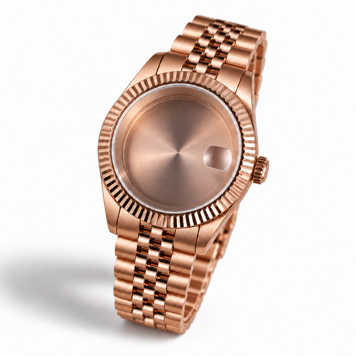 40MM Fluted: Brushed Rose Gold Case with Cyclops & Jubilee Bracelet