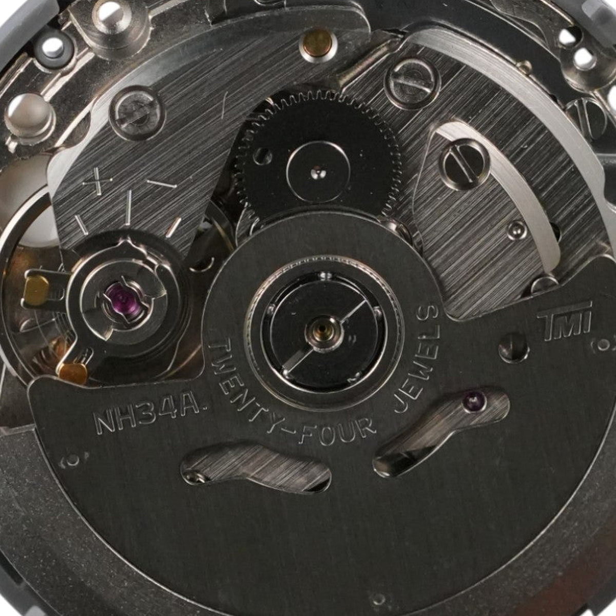 Seiko NH34A Automatic Movement (3:00" & 3:80" Position) — back macro detail