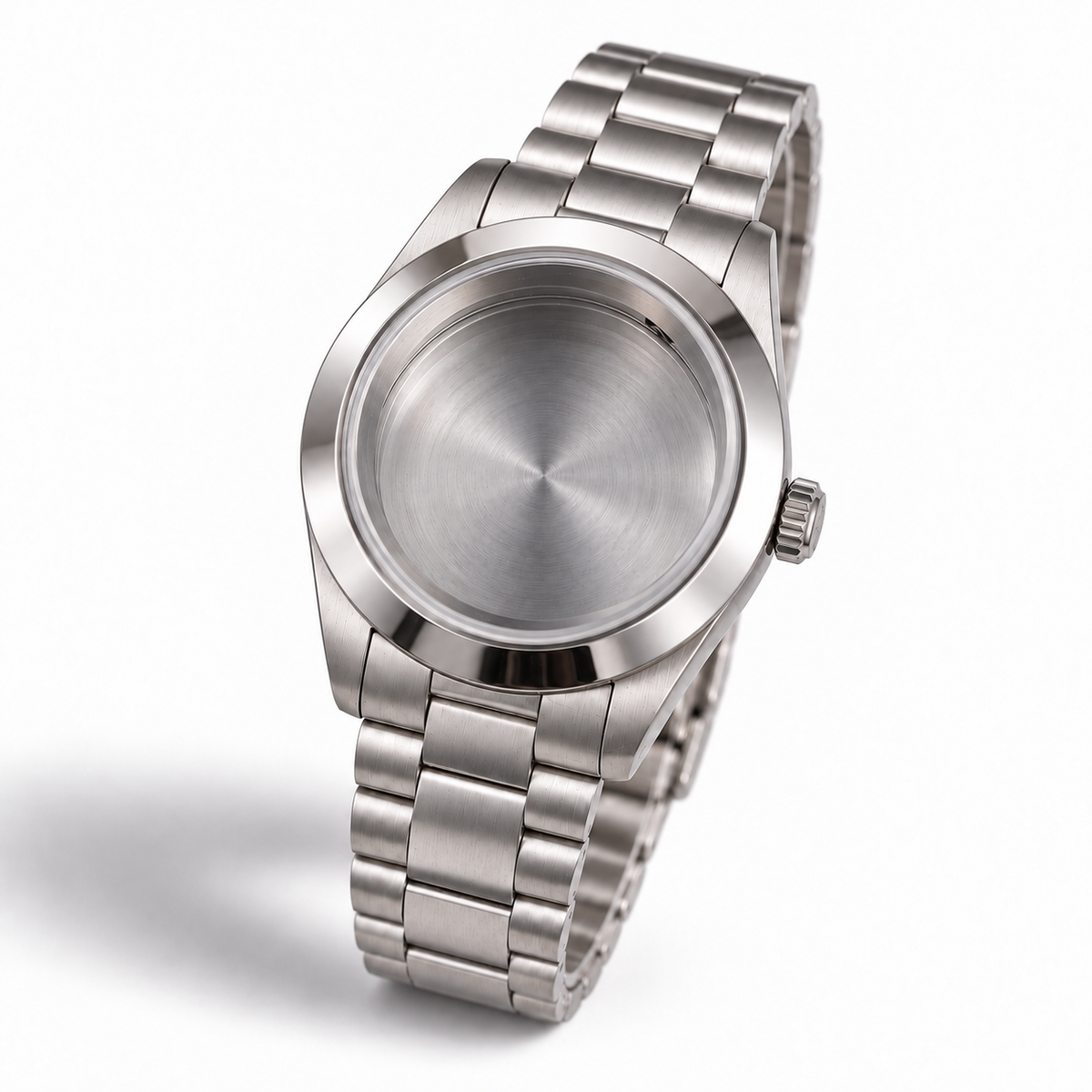 40MM Pilot: Brushed Silver Case with Oyster Bracelet — brushed Oyster links and female endlinks