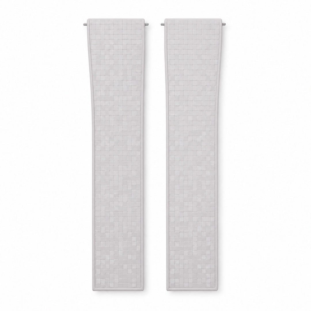 White Mosaic: CTS Rubber Strap — front view of both strap halves