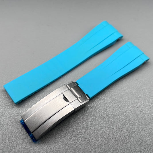 Curved-End: Baby Blue Rubber Strap