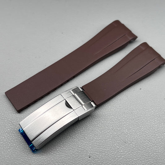 Curved-End: Brown Rubber Strap