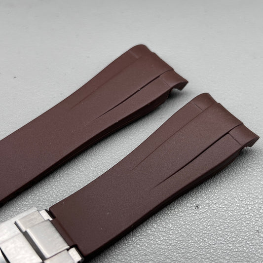 Curved-End: Brown Rubber Strap